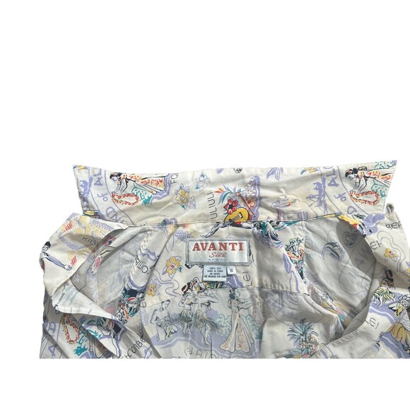 VTG Avanti Silk Hawaiian Shirt kiloi i ke upena Pa’u Rider uliuli Beach Comber S - Picture 7 of 13